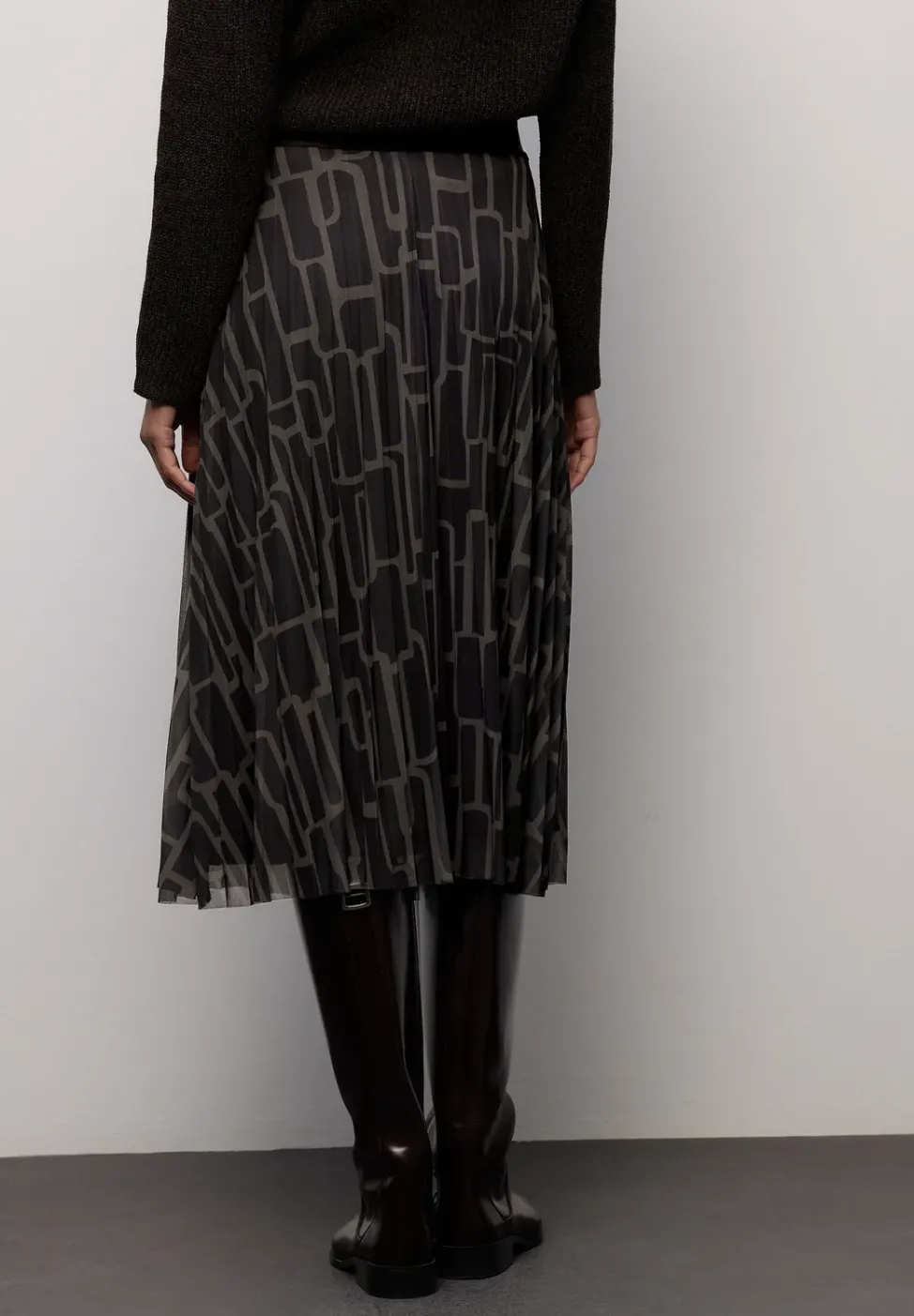 Mesh Plissée Rock mit Print