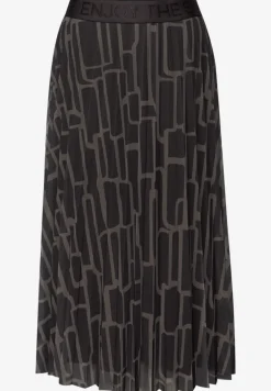 Mesh Plissée Rock mit Print