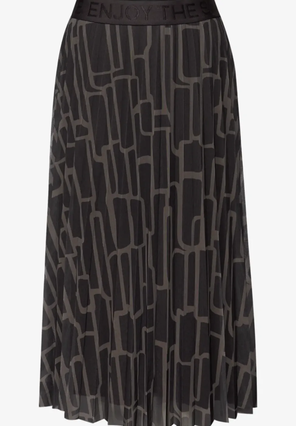 Mesh Plissée Rock mit Print