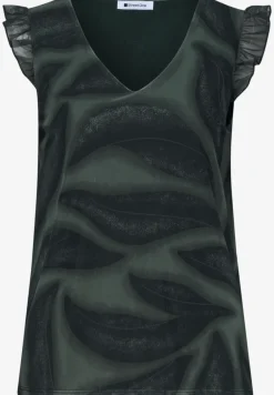 Mesh-Top mit V-Neck und Print