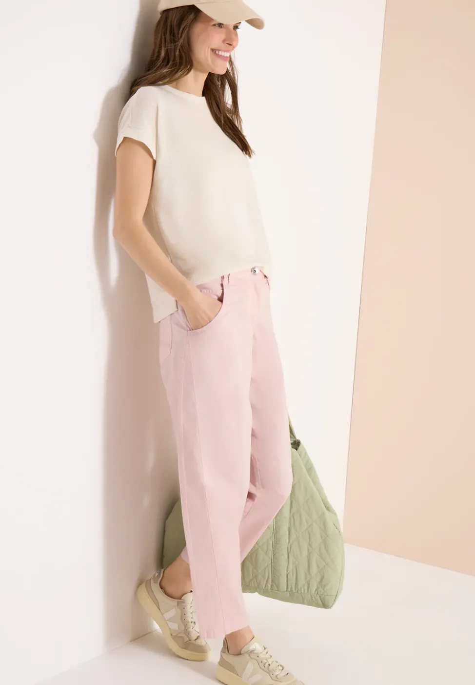 Mid Waist Barrel Leg Hose im Casual Fit