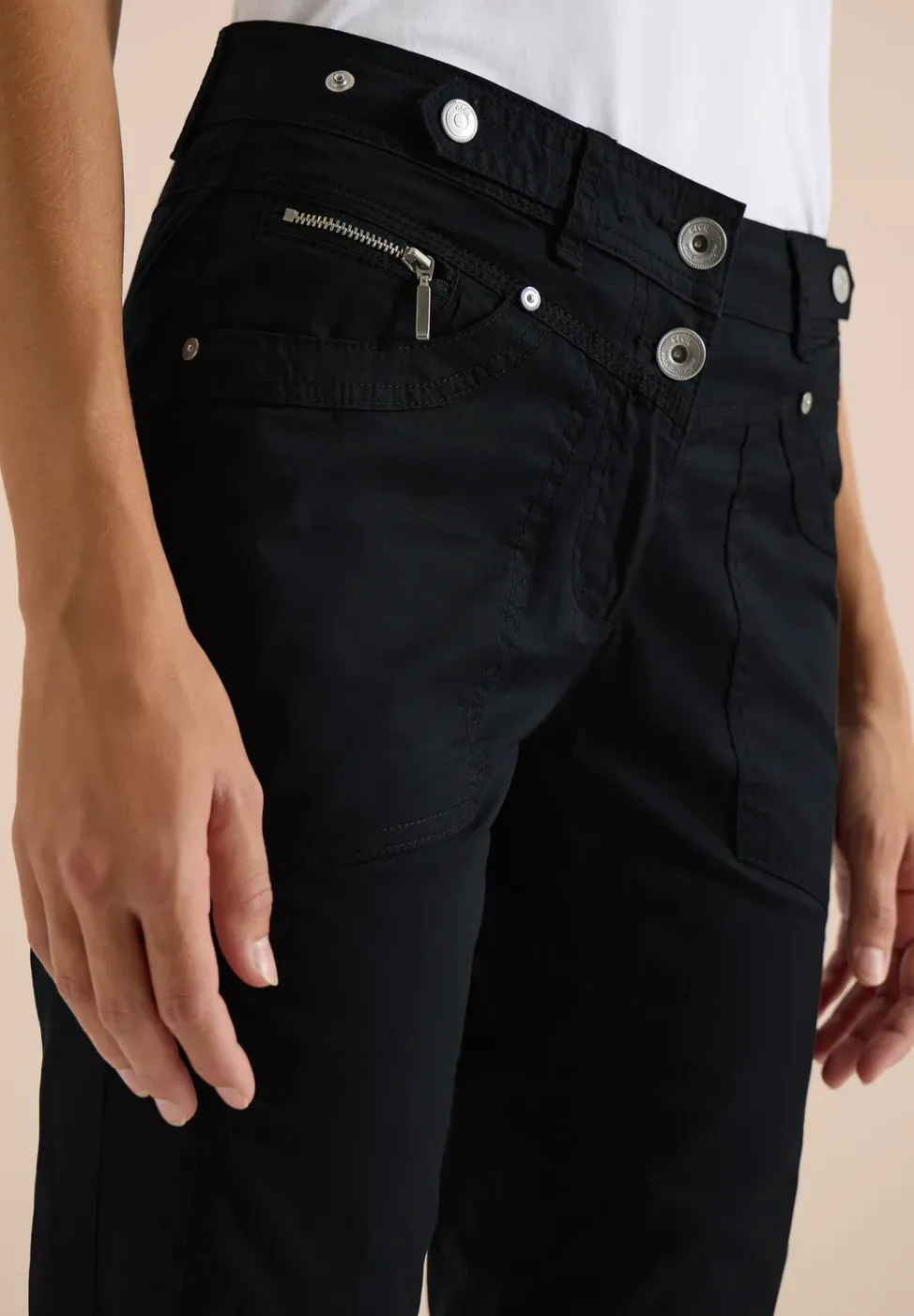 Mid Waist Casual Fit Hose mit Turn Up