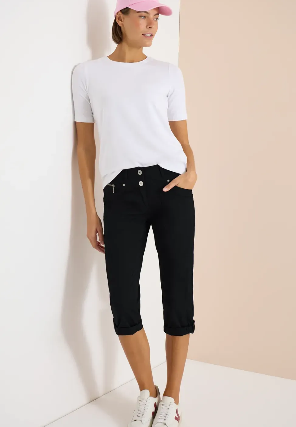 Mid Waist Casual Fit Hose mit Turn Up