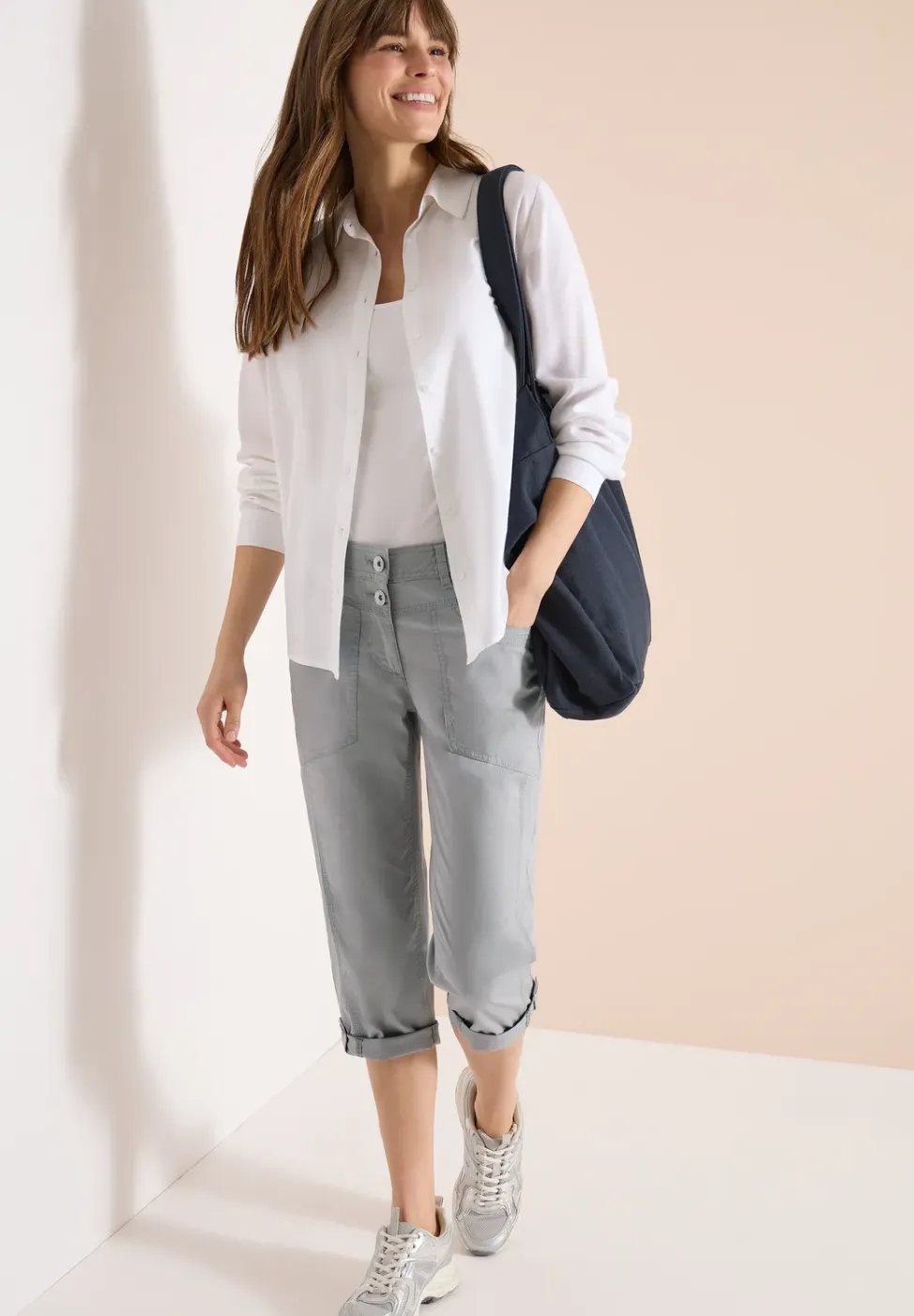 Mid Waist Casual Fit Hose mit Turn Up