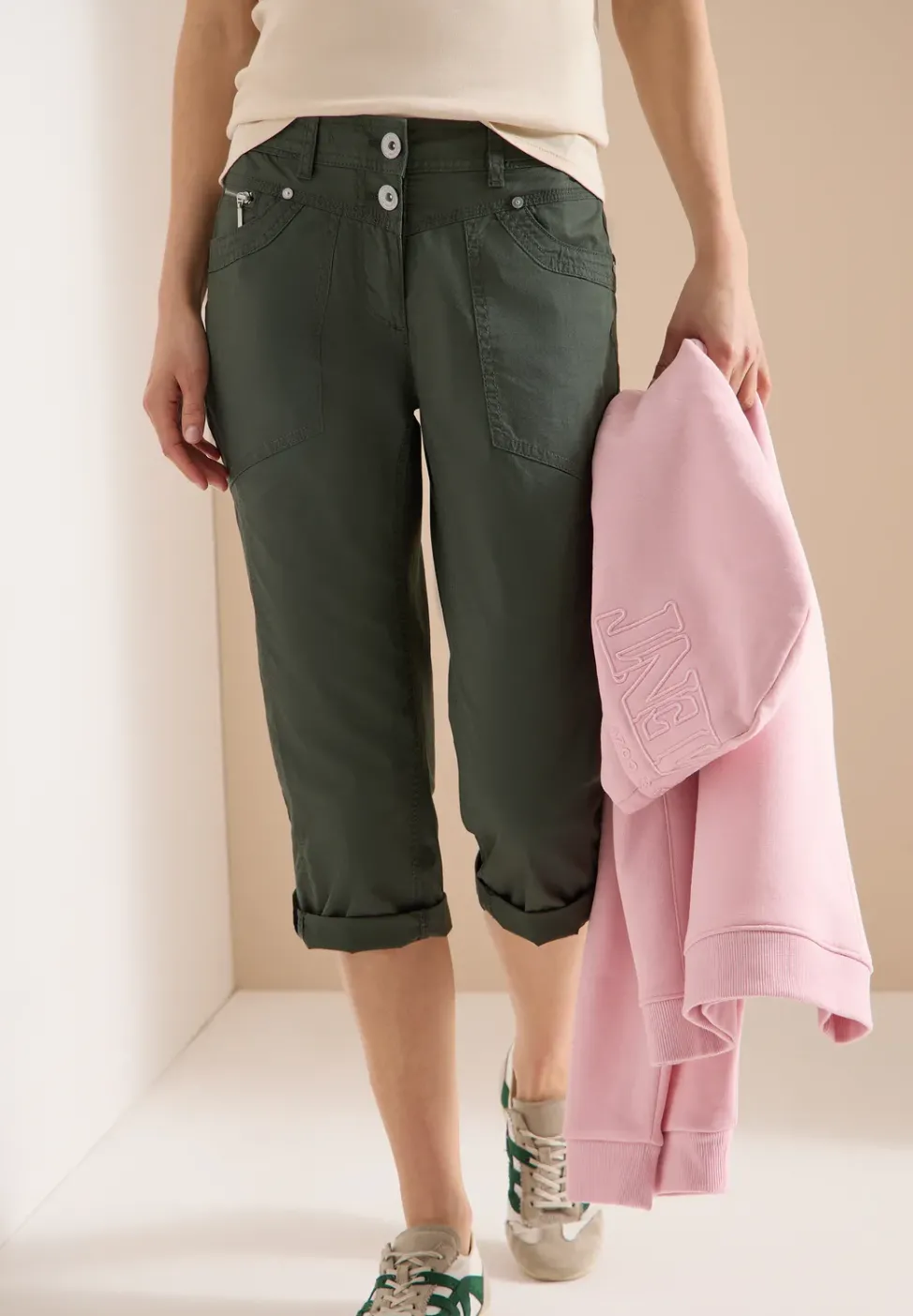Mid Waist Casual Fit Hose mit Turn Up