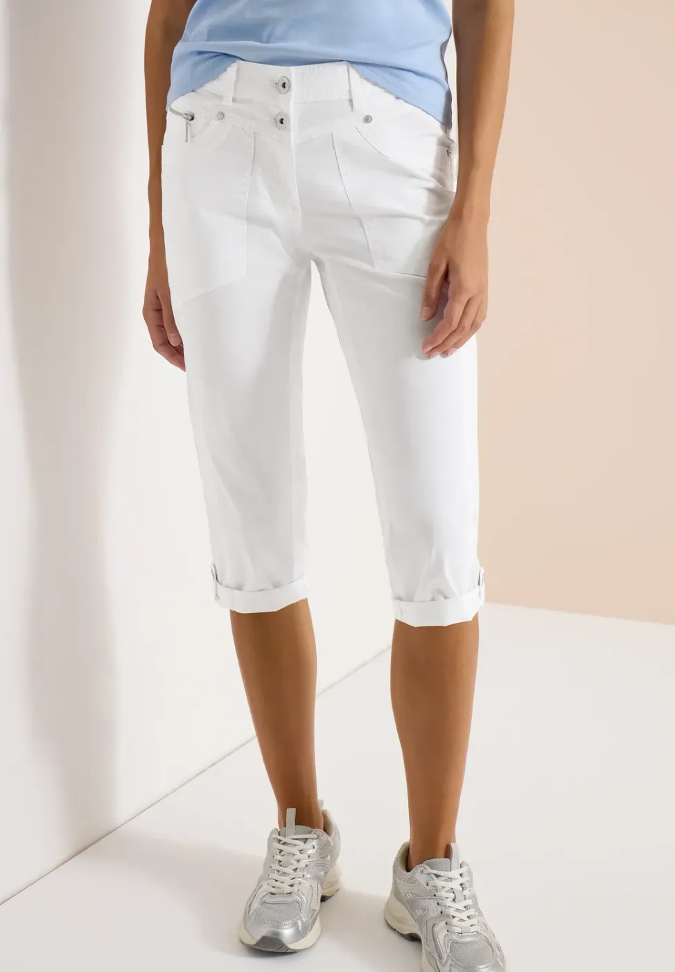 Mid Waist Casual Fit Hose mit Turn Up