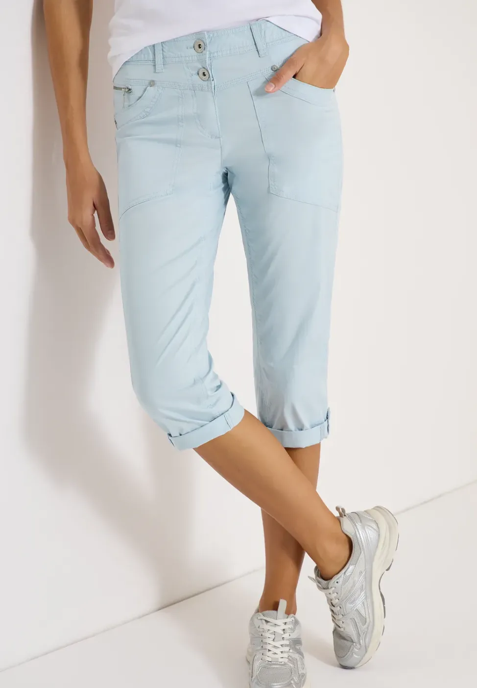 Mid Waist Casual Fit Hose mit Turn Up