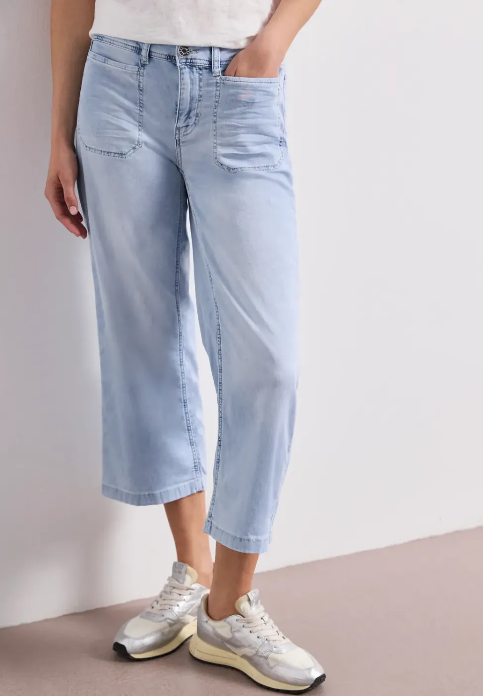 Mid Waist Jeansculotte im Loose Fit