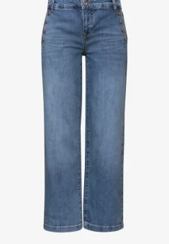 Mid Waist Jeansculotte mit Knopfdetails