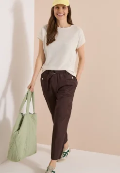 Mid Waist Slim Leg Hose im Loose Fit