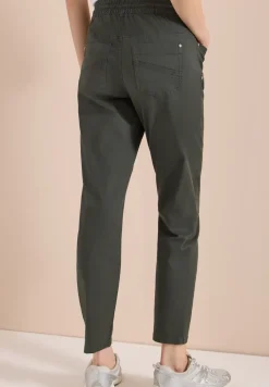 Mid Waist Slim Leg Hose im Washed-Look