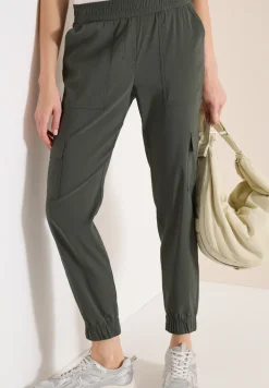 Mid Waist Slim Leg Hose im Cargo-Look