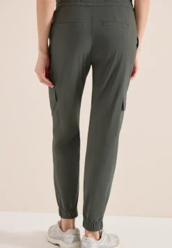 Mid Waist Slim Leg Hose im Cargo-Look