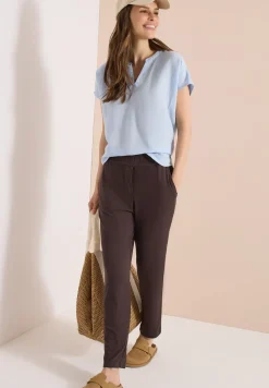 Mid Waist Slim Leg Hose im Casual Fit