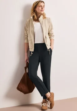 Mid Waist Slim Leg Hose im Loose Fit