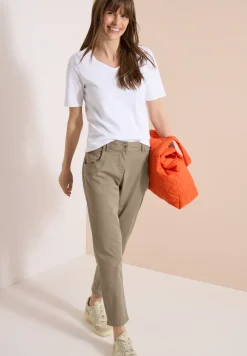 Mid Waist Slim Leg Hose im Casual Fit