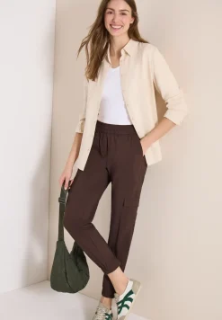 Mid Waist Slim Leg Hose im Cargo-Look
