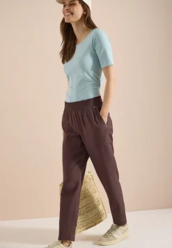Mid Waist Slim Leg Hose im Loose Fit