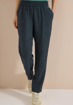 Mid Waist Slim Leg Hose im Loose Fit