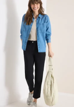 Mid Waist Slim Leg Hose im Casual Fit