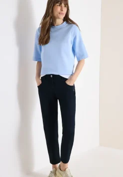 Mid Waist Slim Leg Hose im Casual Fit