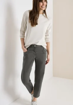 Mid Waist Slim Leg Hose im Casual Fit