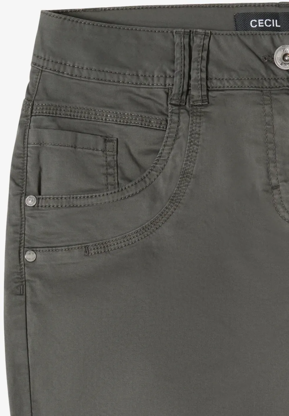 Mid Waist Slim Leg Hose im Casual Fit