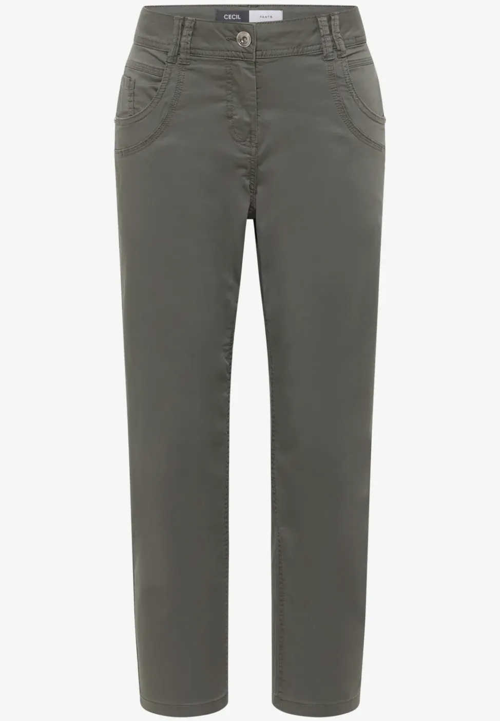 Mid Waist Slim Leg Hose im Casual Fit