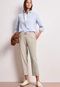 Mid Waist Slim Leg Hose mit Schnalle