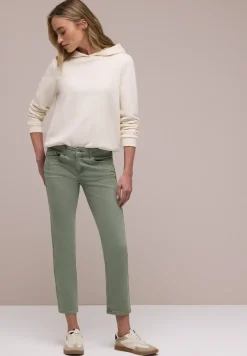 Mid Waist Straight Leg Jeans im Slim Fit