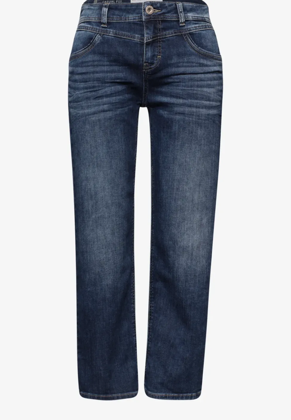 Mid Waist Straight Leg Jeans im Casual Fit