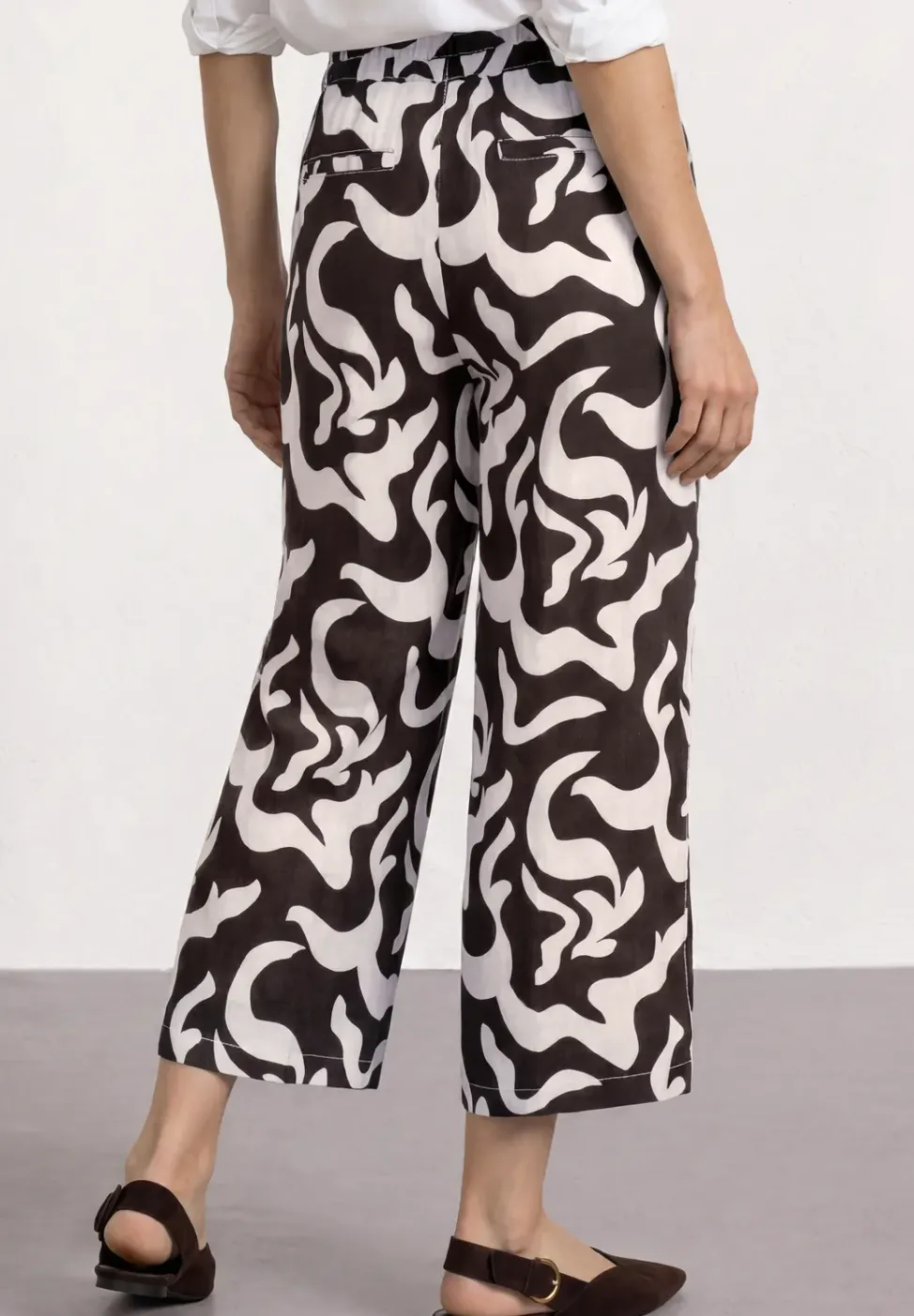 Mid Waist Wide Leg Hose mit Print