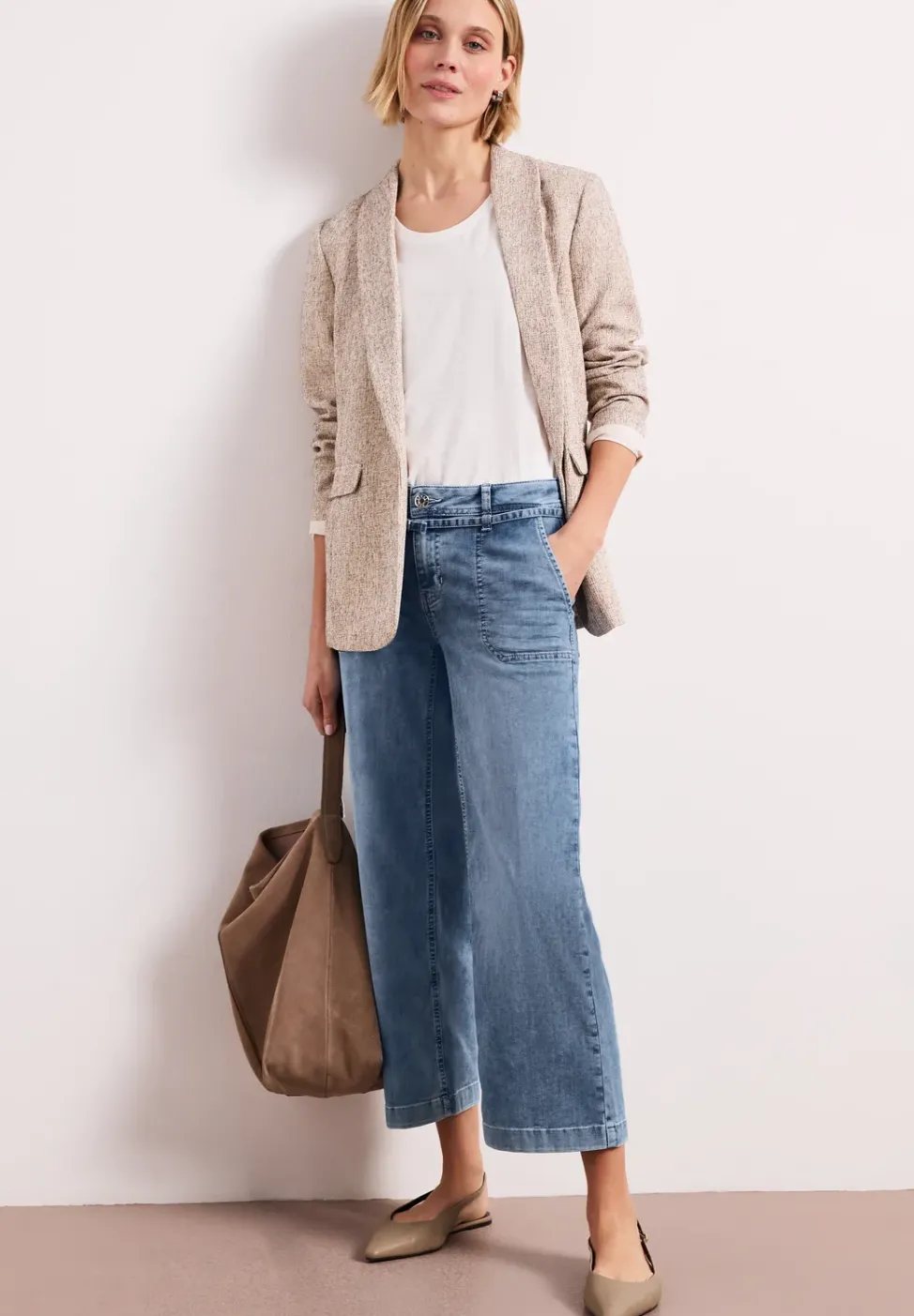 Mid Waist Wide Leg Jeans im Loose Fit