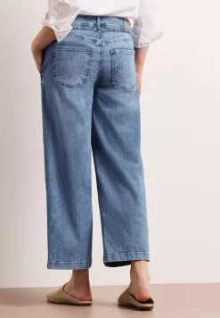 Mid Waist Wide Leg Jeans mit Streifen