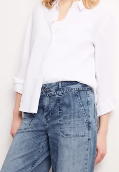 Mid Waist Wide Leg Jeans mit Streifen