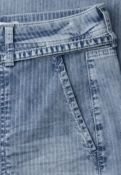 Mid Waist Wide Leg Jeans mit Streifen