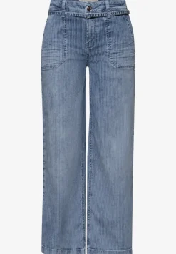 Mid Waist Wide Leg Jeans mit Streifen