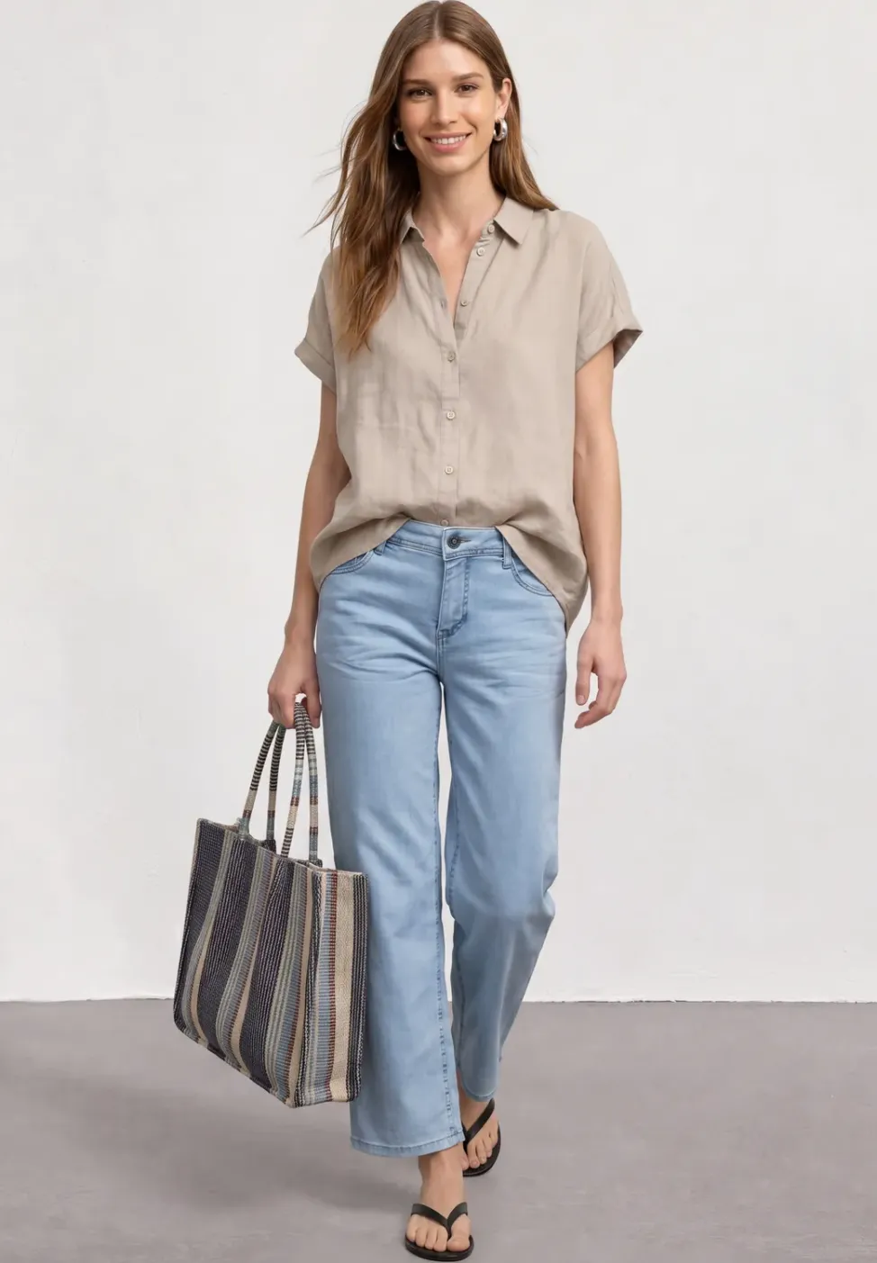 Mid Waist Wide Leg Jeans im Loose Fit