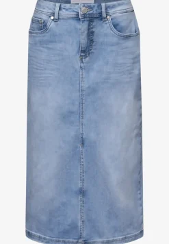 Midi-Jeansrock in hellblauer Waschung