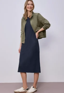 Midi-Kleid aus Jersey in Rippstruktur