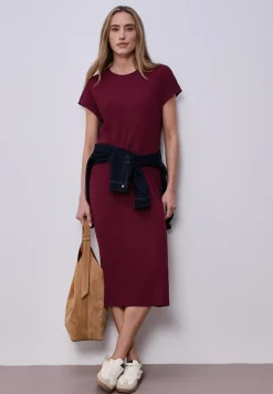 Midi-Kleid aus Jersey in Rippstruktur
