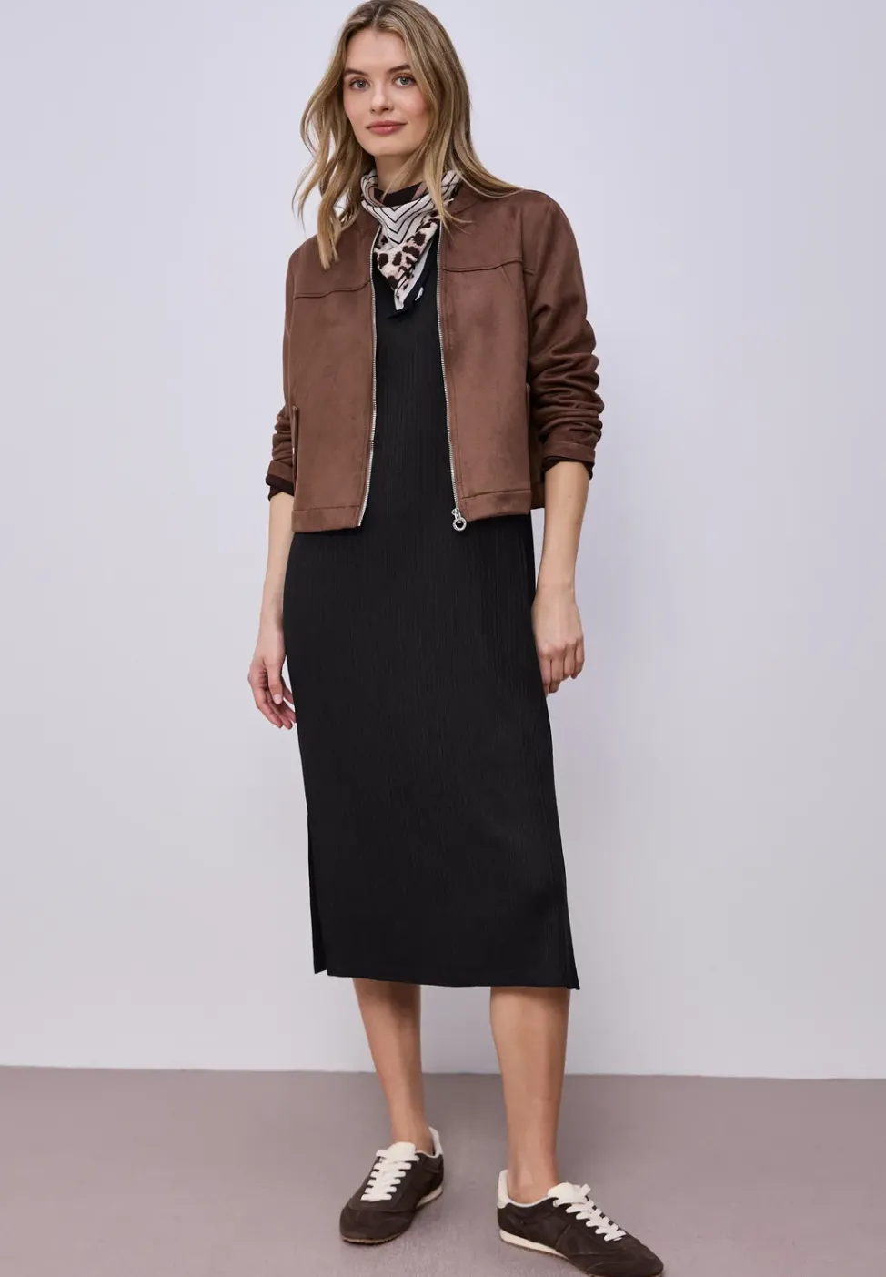 Midi-Kleid aus Jersey in Rippstruktur