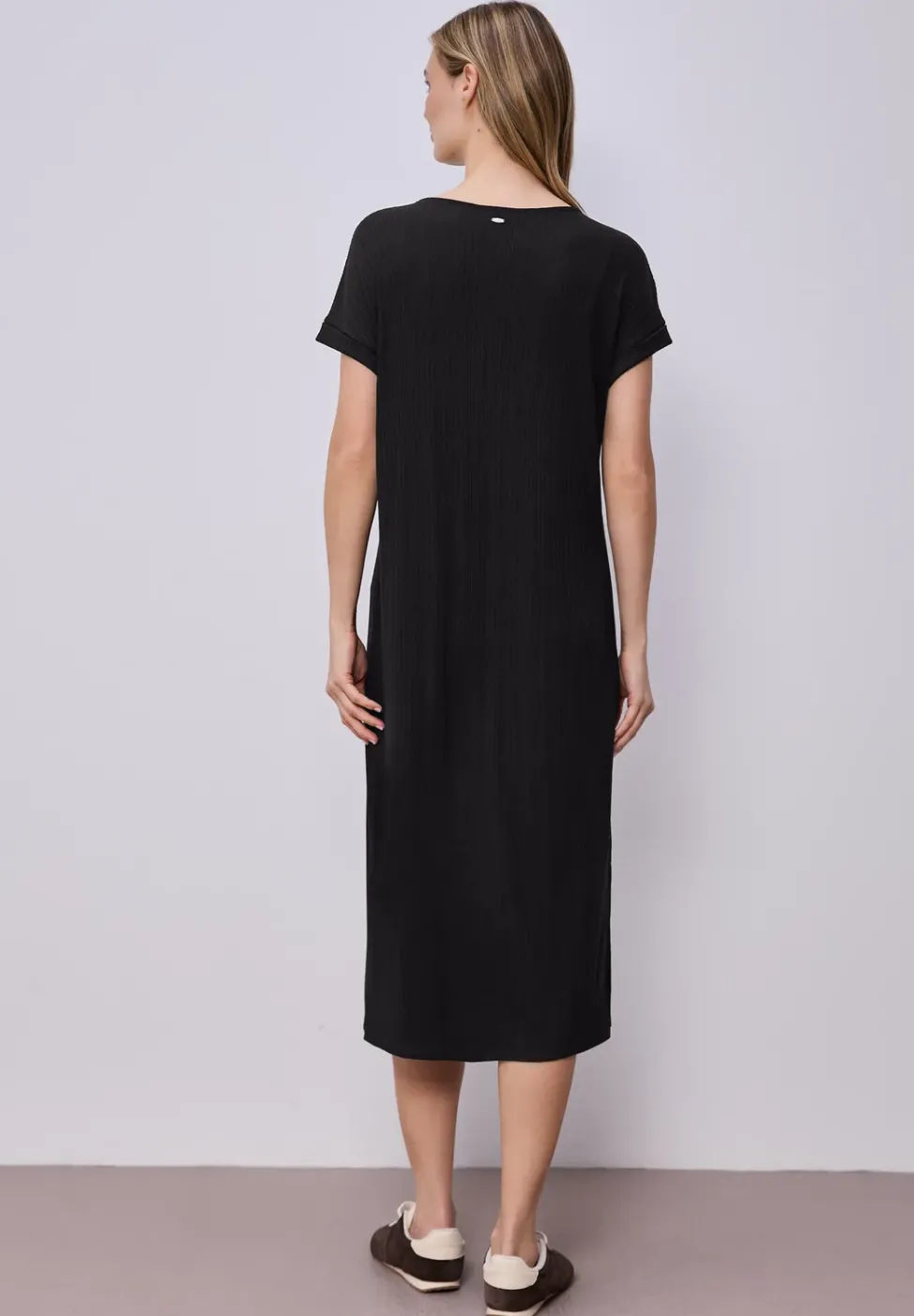 Midi-Kleid aus Jersey in Rippstruktur