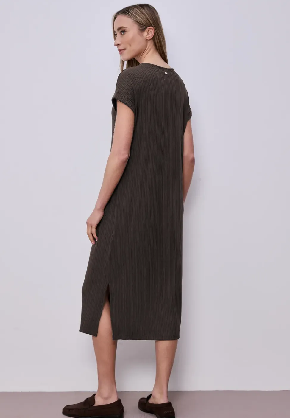 Midi-Kleid aus Jersey in Rippstruktur
