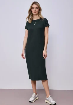 Midi-Kleid aus Jersey in Rippstruktur