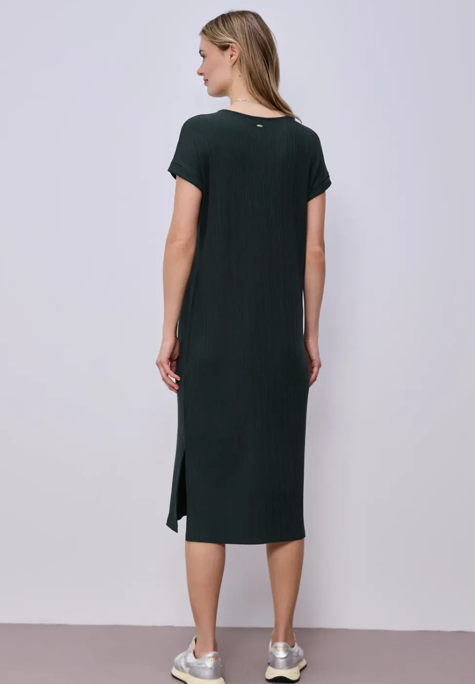 Midi-Kleid aus Jersey in Rippstruktur