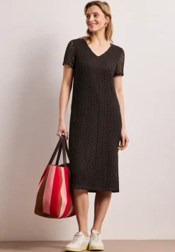 Midi-Kleid aus Spitze in Unifarbe