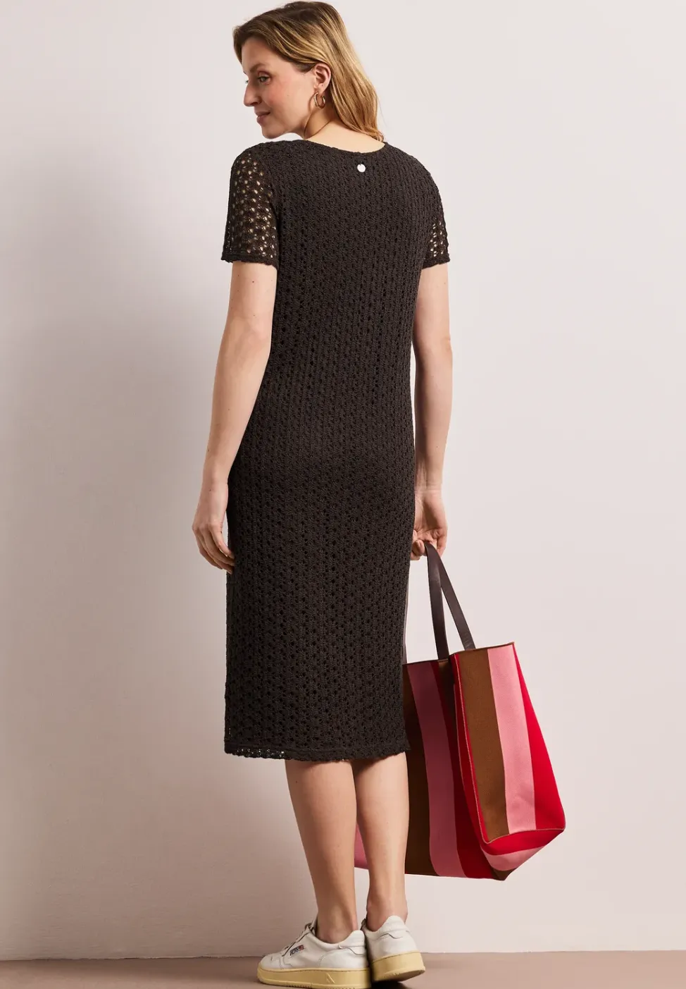 Midi-Kleid aus Spitze in Unifarbe