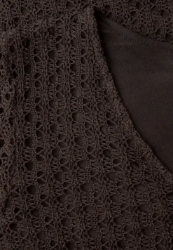 Midi-Kleid aus Spitze in Unifarbe