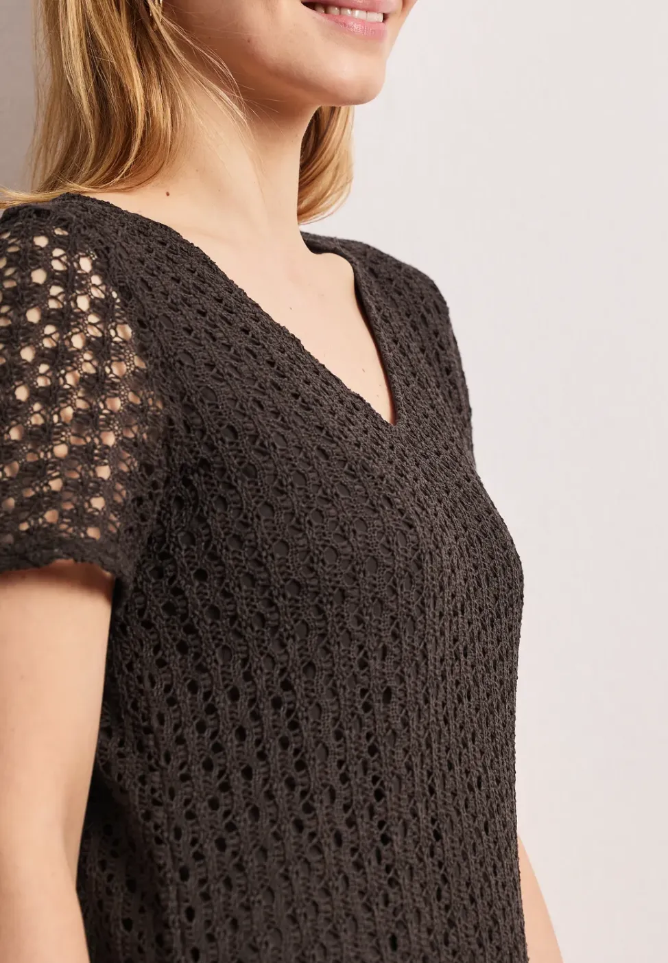 Midi-Kleid aus Spitze in Unifarbe